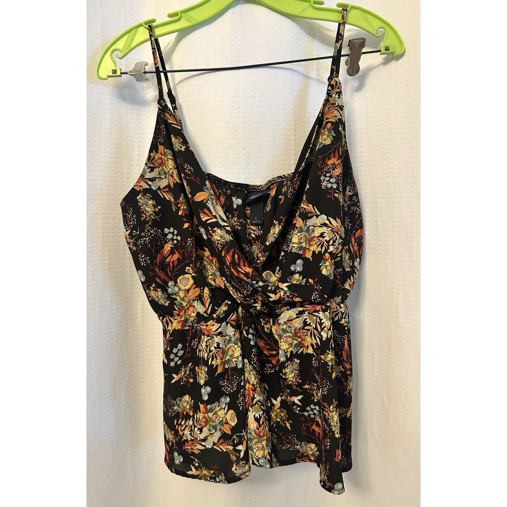 Daytrip Black Floral Spaghetti Strap Camisole Top Womens L Y2K